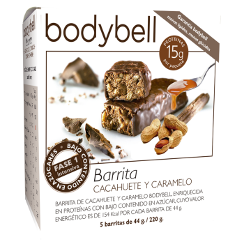 BODYBELL - Barrita de Cacahuete y Caramelo 5 x 44g